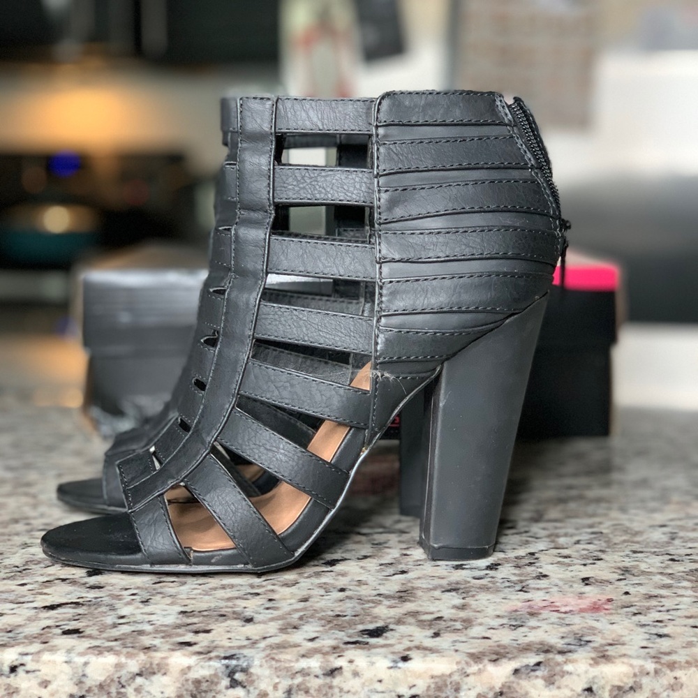 Black strappy heels
